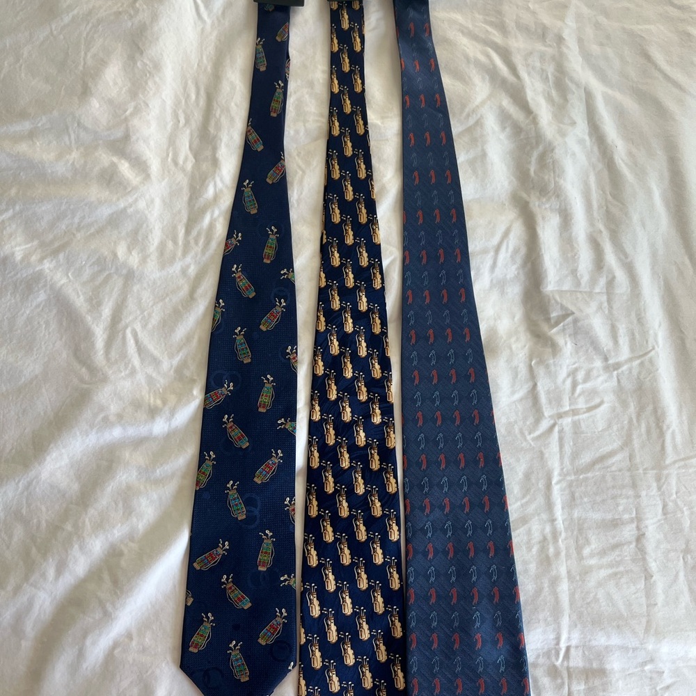 Blue Golf Themed Silk Ties